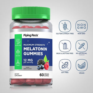 Piping Rock Melatonin Gummies 12Mg | 60 Count - Suppviv