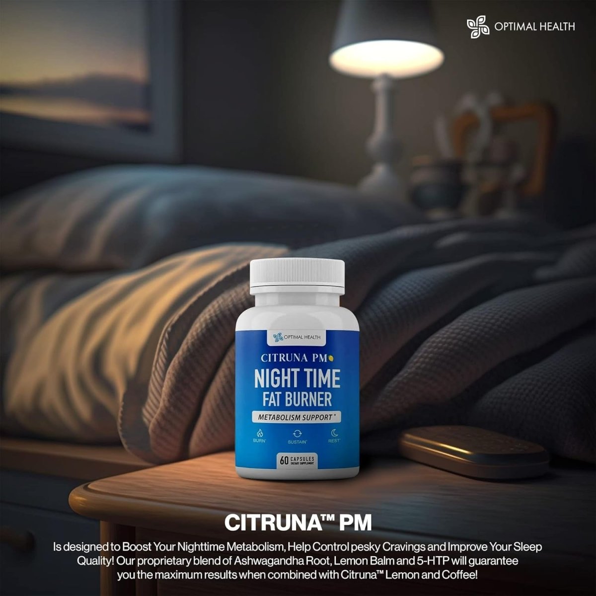 PM Night Time Weight Loss Supplement - Natural Weight Loss Pills Infused with Ashwagandha and More - 60 Capsules - Suppviv