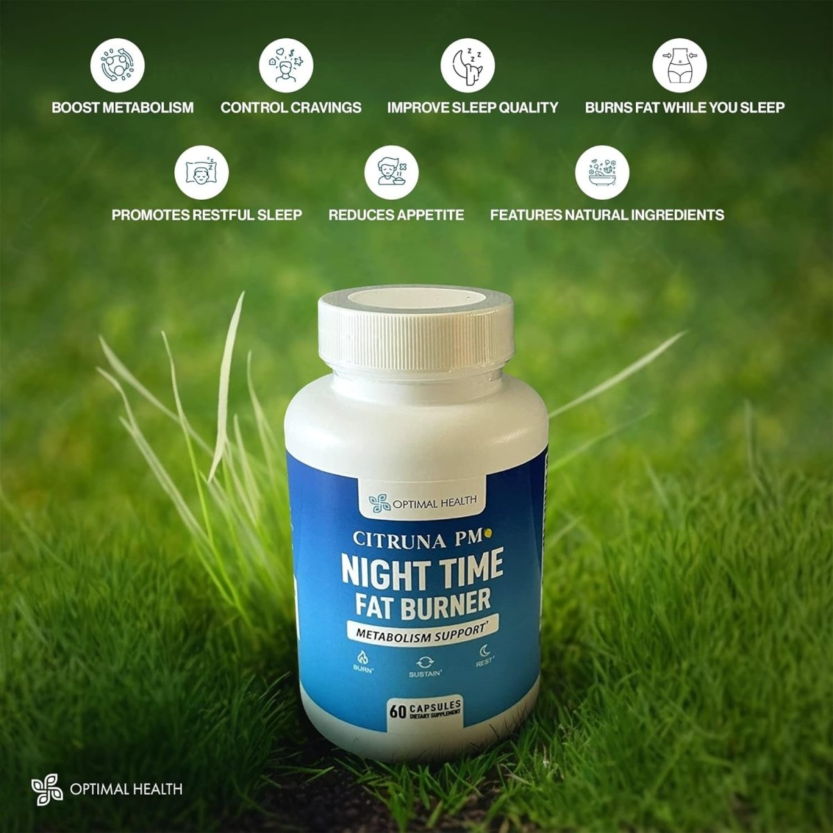 PM Night Time Weight Loss Supplement - Natural Weight Loss Pills Infused with Ashwagandha and More - 60 Capsules - Suppviv