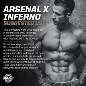 PMD Sports Arsenal X Inferno Superior Fast - Acting Liquid Gel Thermogenic 120 Liquid Gels - Suppviv