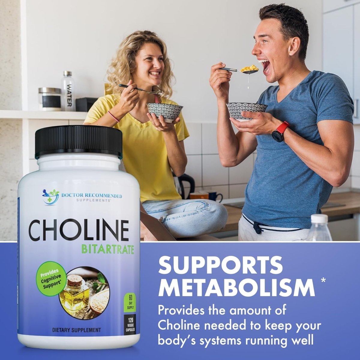 Premium Choline - 500 Mg - 120 Veggie Capsules - Supports Cognitive Health, Memory & More - Suppviv
