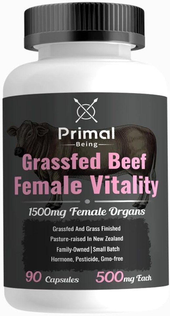 Primal Being Grassfed Beef Female Vitality Supplement - 90 Capsules,1500Mg - Suppviv