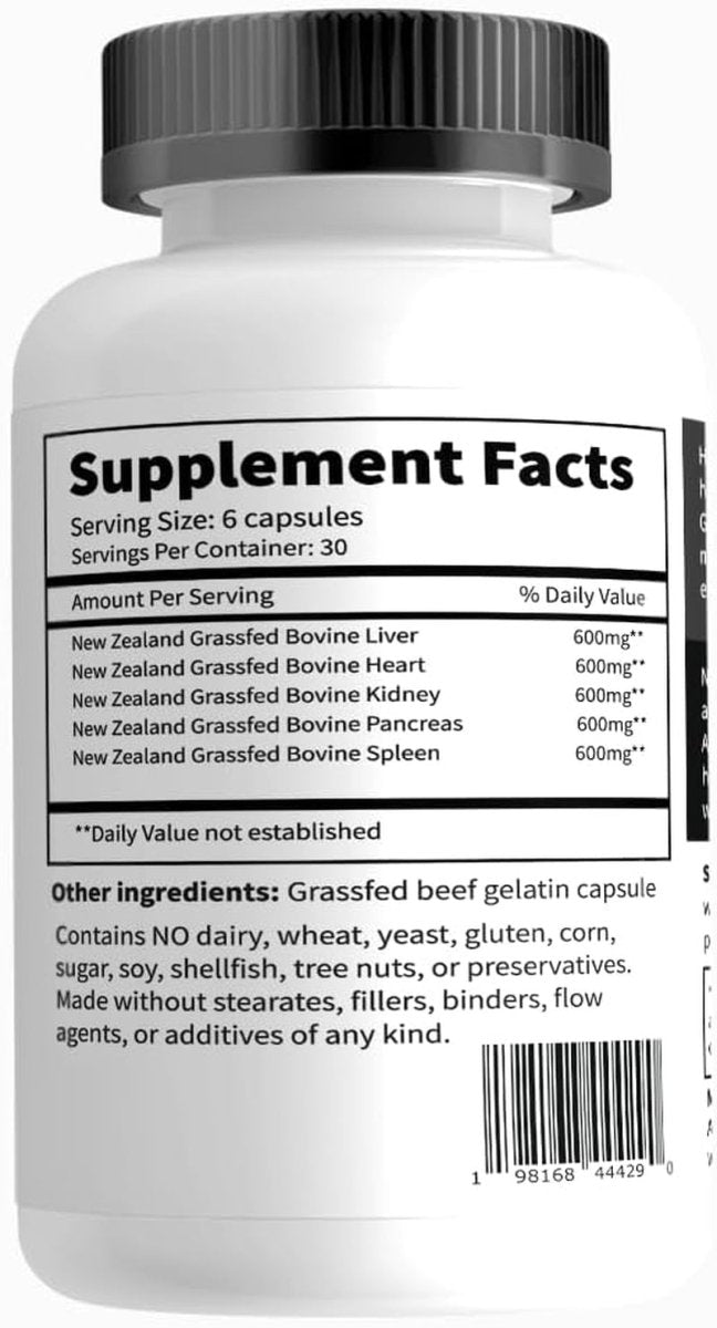 Primal Being Grassfed Beef Organ Complex Supports Overall Health & Performance - 180 Capsules - Suppviv