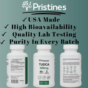 PRISTINE'S Tudca 500MG Liver Support & Purified Bile Salts Supplement Capsules - 30 Day Supply - Suppviv