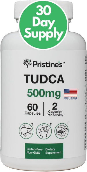 PRISTINE'S Tudca 500MG Liver Support & Purified Bile Salts Supplement Capsules - 30 Day Supply - Suppviv