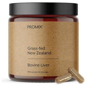 Promix Nutrition Grass Fed Raw Beef Liver Supplement 180 Gelatin Capsules - Suppviv