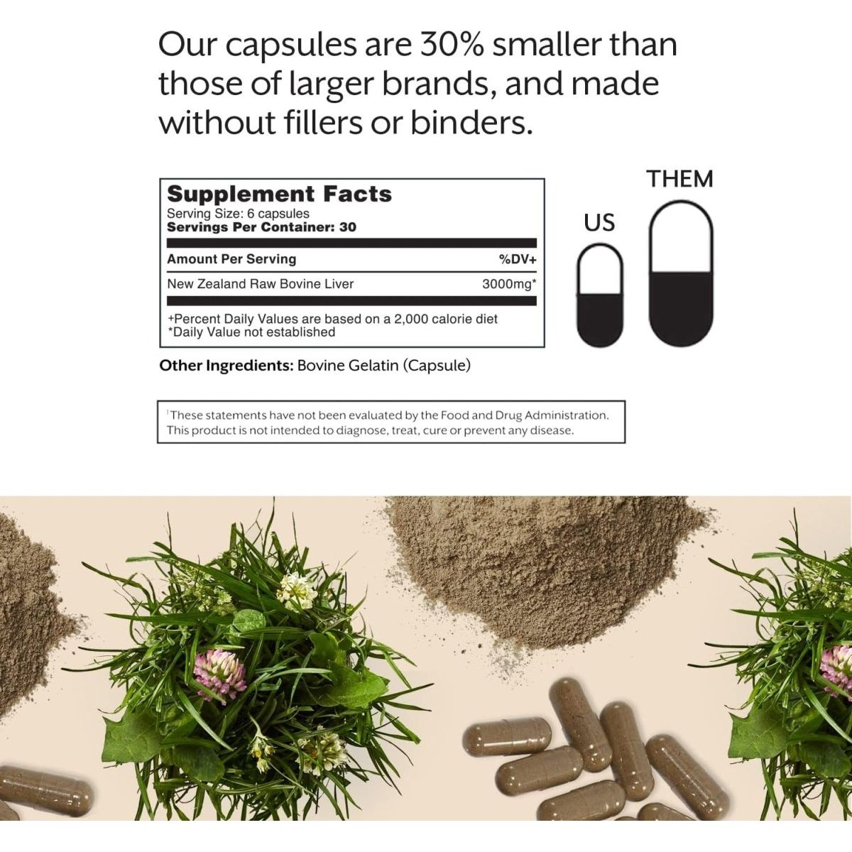 Promix Nutrition Grass Fed Raw Beef Liver Supplement 180 Gelatin Capsules - Suppviv