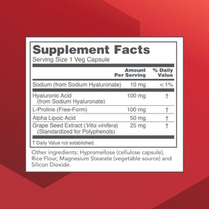 Protocol Hyaluronic Acid - 100Mg Hyaluronic Acid - Eye & Skin & Joint Support* - 60 Veg Caps - Suppviv