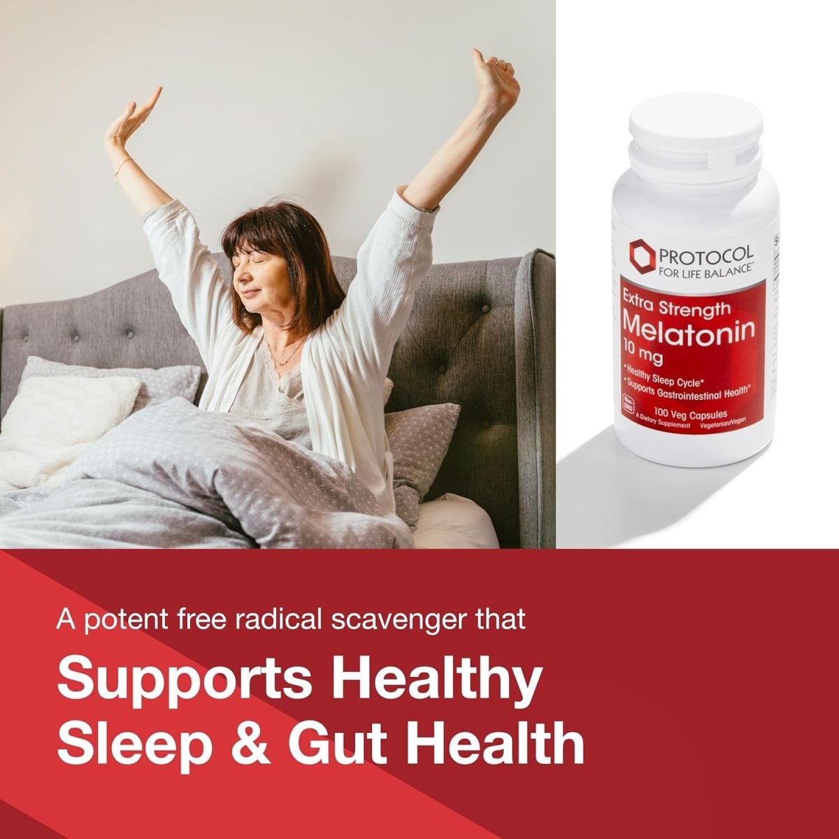 Protocol Melatonin Extra Strength - 10 Mg Melatonin - Sleeping Support 100 Capsules - Suppviv