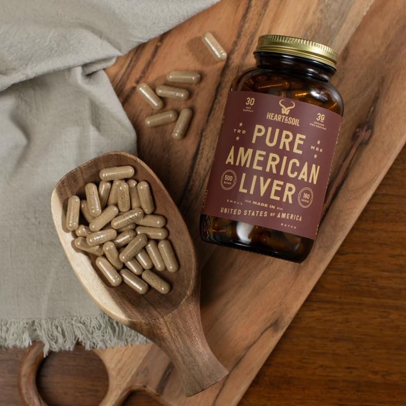 Pure American Beef Liver Capsules - Grassfed Beef Liver Supplement (180 Capsules) - Suppviv
