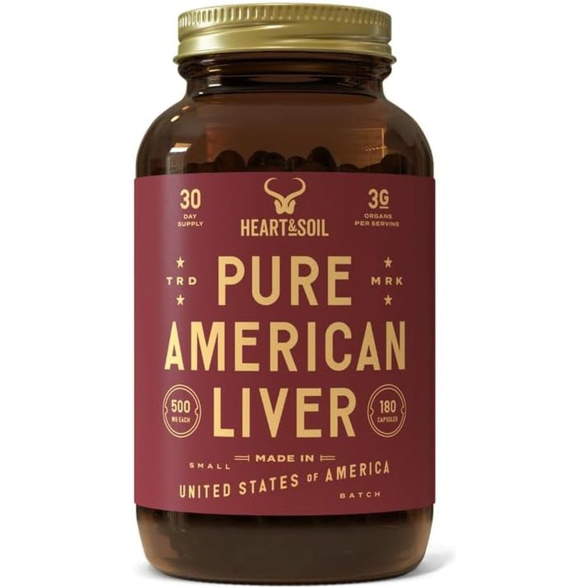 Pure American Beef Liver Capsules - Grassfed Beef Liver Supplement (180 Capsules) - Suppviv