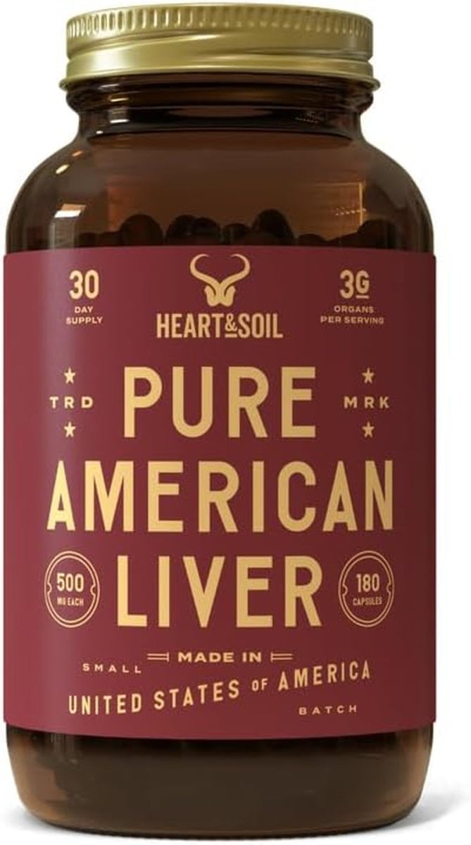 Pure American Beef Liver Capsules - Grassfed Beef Liver Supplement (180 Capsules) - Suppviv