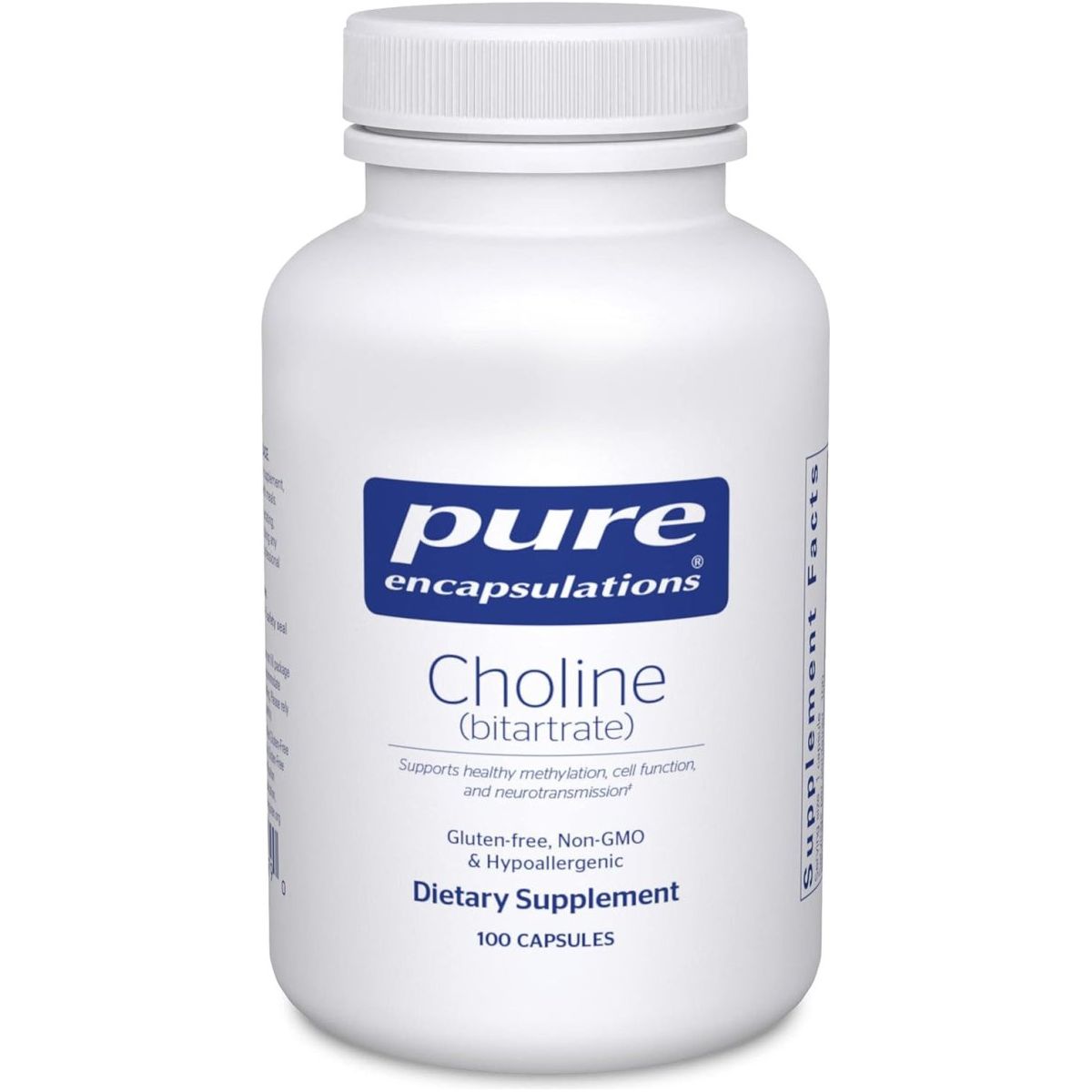 Pure Encapsulations Choline (Bitartrate) - 275Mg - Supports Methylation, Brain Health & Cell Function* - 100 Capsules - Suppviv