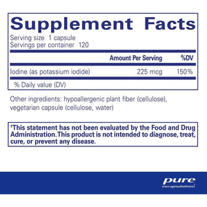 Pure Encapsulations Iodine - Supplement to Support the Thyroid 120 Capsules - Suppviv