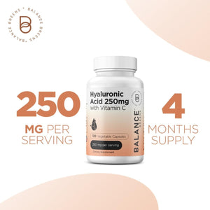 Pure Hyaluronic Acid Supplements 250Mg with Vitamin C 50Mg - 120 Vegan Capsules - Suppviv