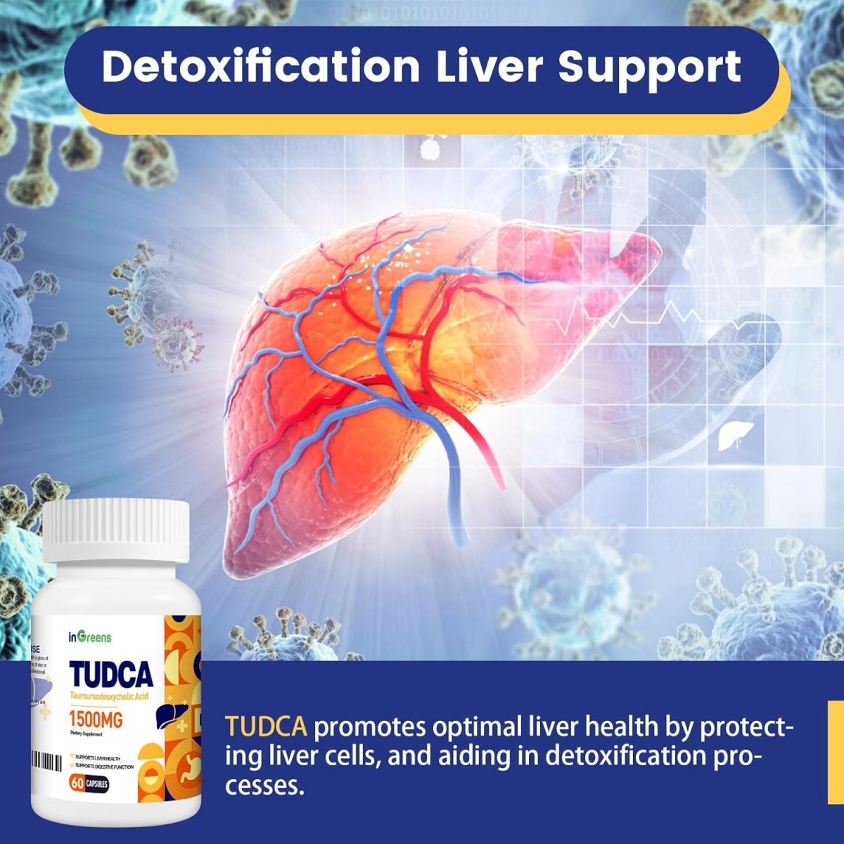 Pure TUDCA Supplement 1500 Mg for Liver Cleanse Detox and Repair, 120 Capsules - Suppviv