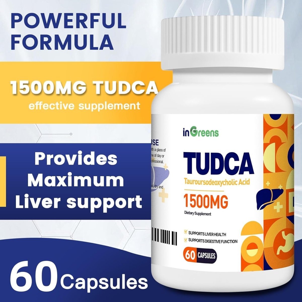 Pure TUDCA Supplement 1500 Mg for Liver Cleanse Detox and Repair, 120 Capsules - Suppviv