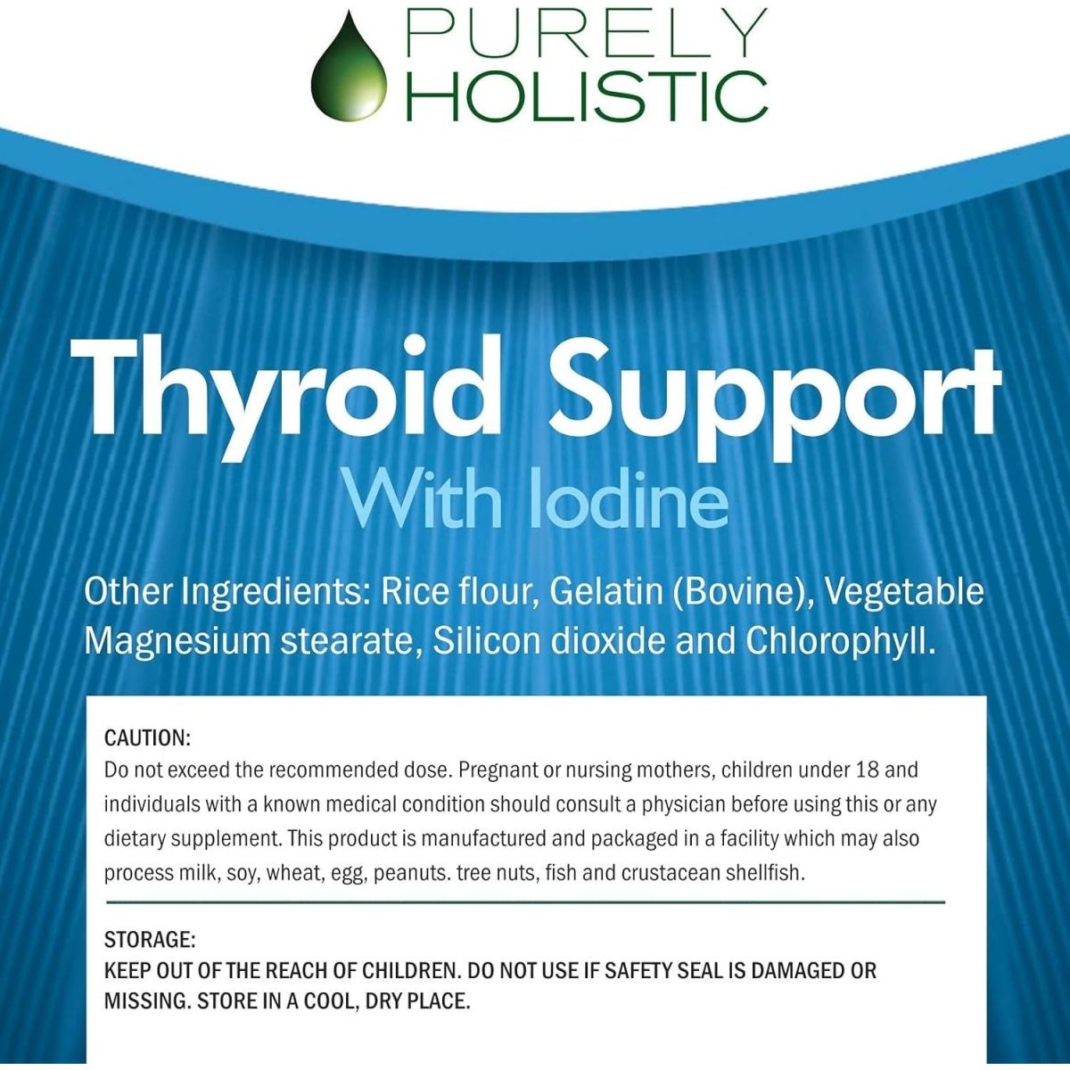 Purely Holistic Thyroid Support Supplement with Iodine - 120 Capsules - Suppviv