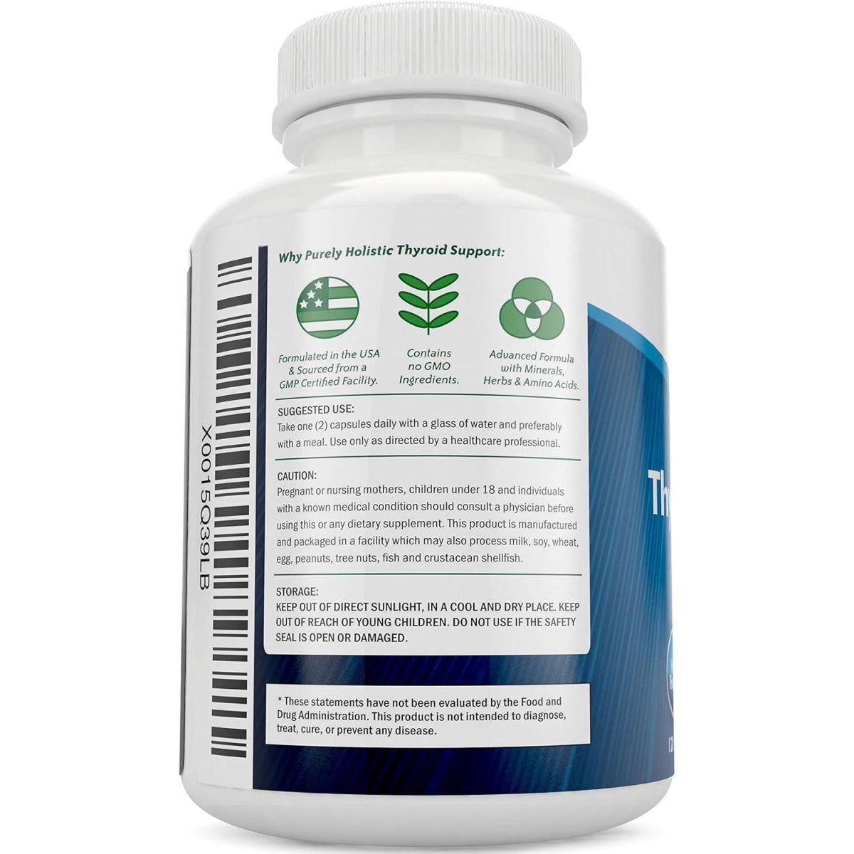 Purely Holistic Thyroid Support Supplement with Iodine - 120 Capsules - Suppviv