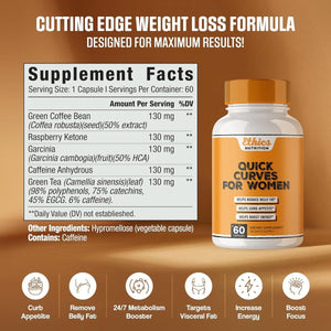 Quick Curves - Fat Burner Weight Loss Pills for Women | 60 Capsules - Suppviv