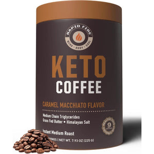 Rapidfire Keto Coffee Instant Coffee Mix, Caramel Macchiato Flavor, 7.93 Ounce (255G), 15 Servings - Suppviv