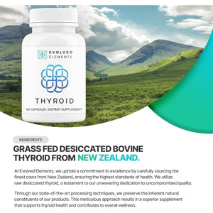 Raw Grass - Fed Desiccated Bovine Thyroid - Thyroid Support for Women 60 Capsules - Suppviv