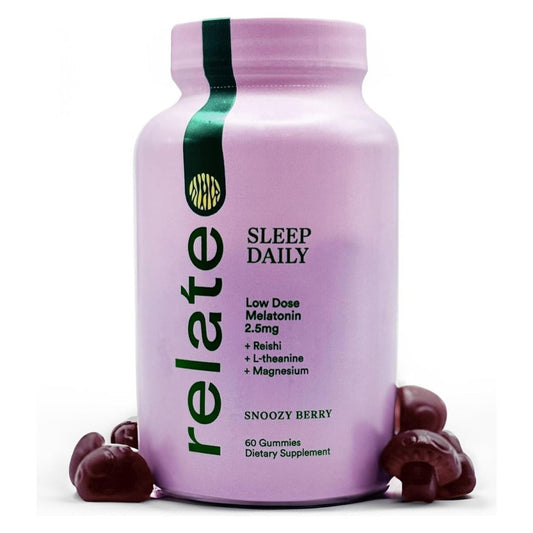 Relate Sleep Daily Gummies - Mushroom & Infused Sleep Support 60 Count - Suppviv