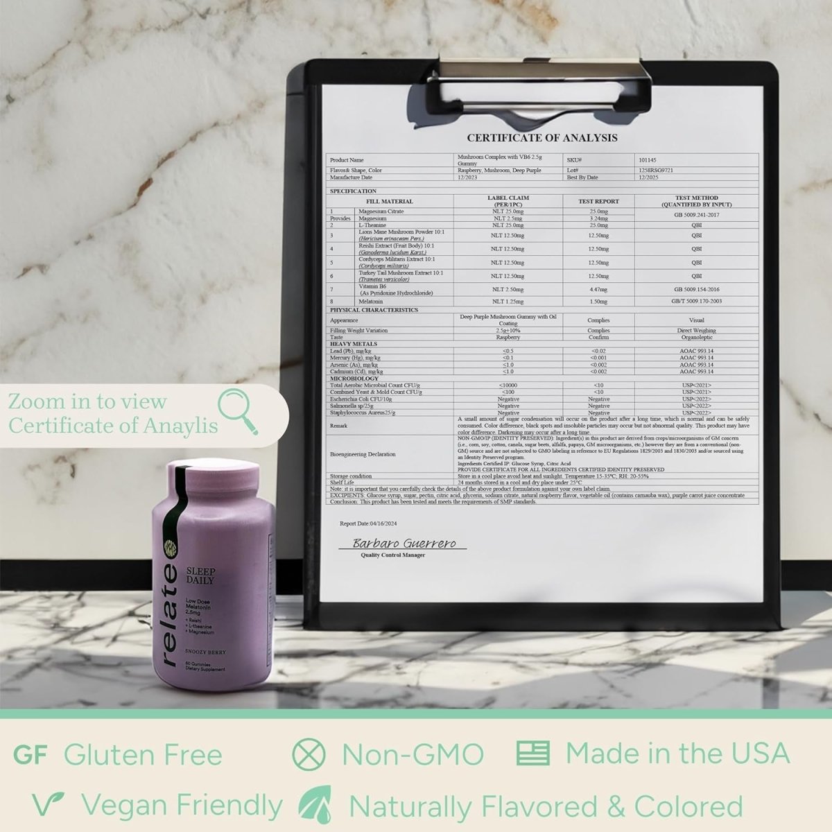 Relate Sleep Daily Gummies - Mushroom & Infused Sleep Support 60 Count - Suppviv