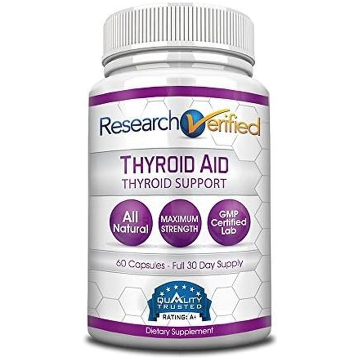 Research Verified® Thyroid Aid - Optimal Thyroid Function with Iodine Copper & Zin 60 Capsules 1 PACK - Suppviv