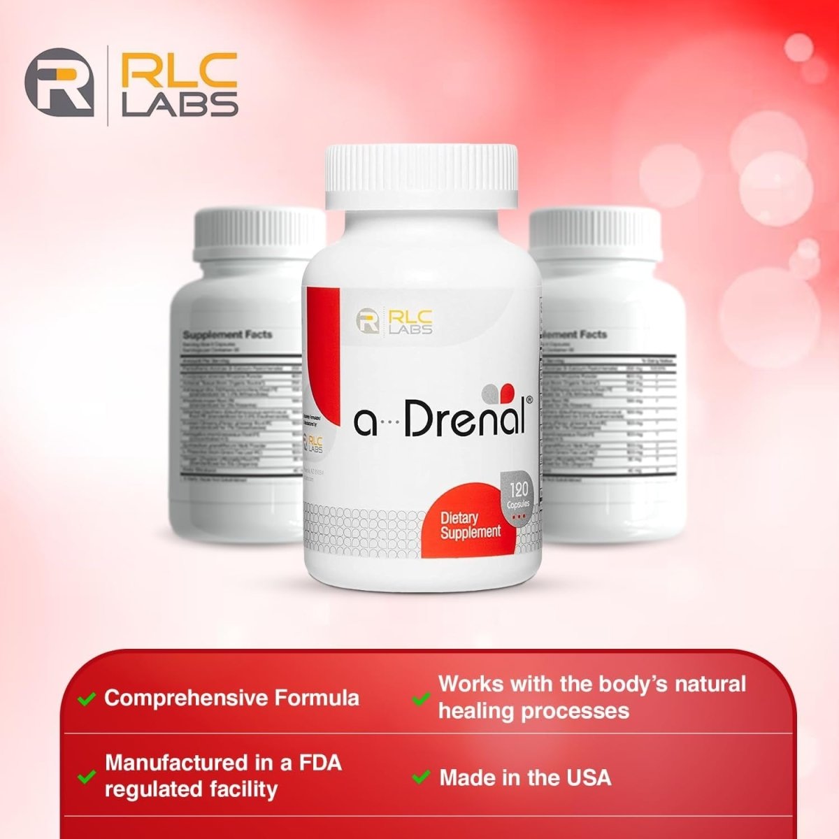 RLC, A - Drenal, Adrenal Support for Stress Relief and Energy - 120 Capsules - Suppviv