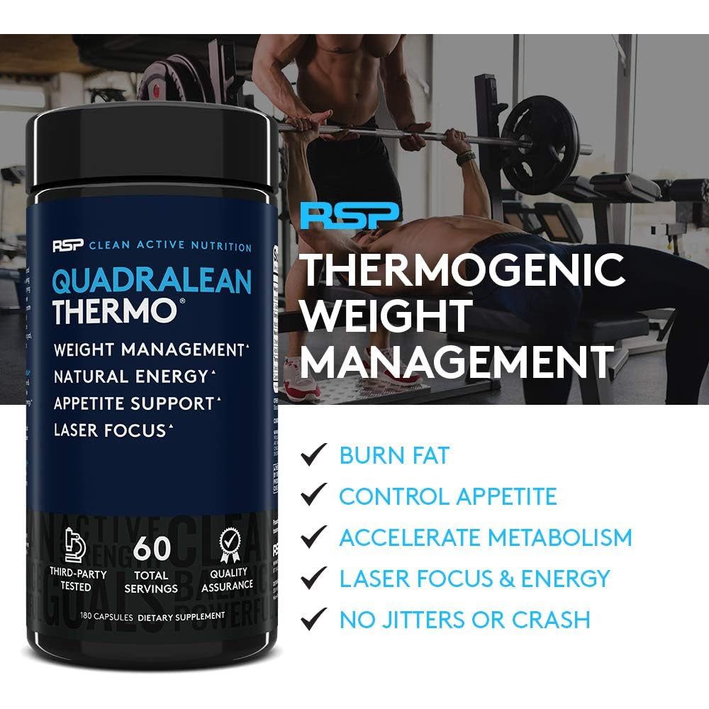RSP Nutrition Quadralean Thermogenic Fat Burner for Men & Women, Weight Loss Supplement, 60 Serv - Suppviv