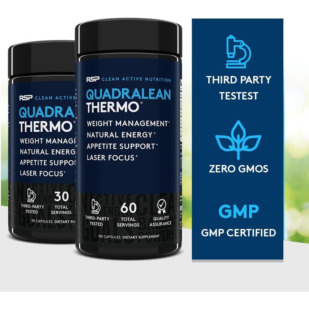 RSP Nutrition Quadralean Thermogenic Fat Burner for Men & Women, Weight Loss Supplement, 60 Serv - Suppviv