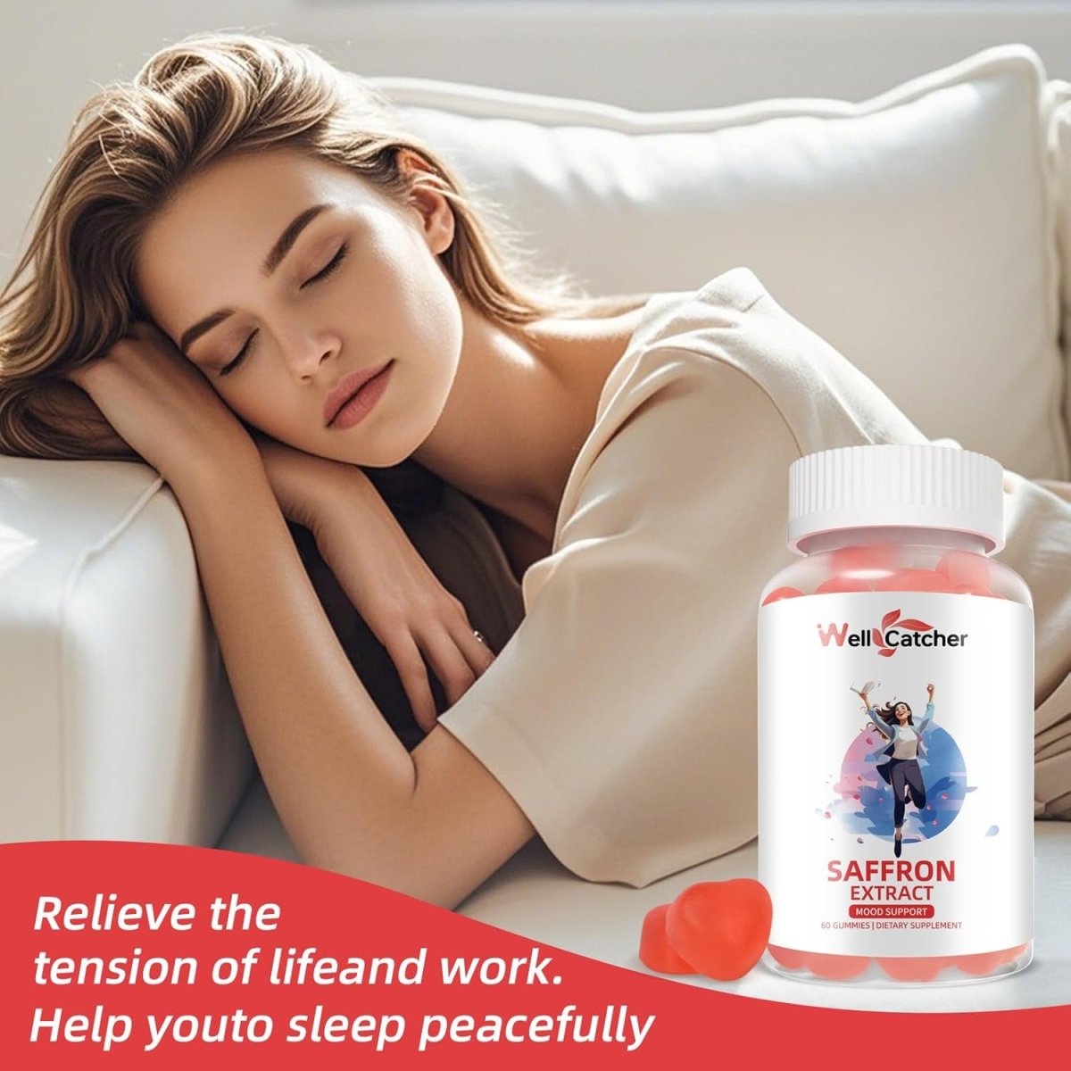 Saffron Gummies for Adults Kids - Organic Saffron Extract Supplement for Men & Women 30 Days Supply - Suppviv