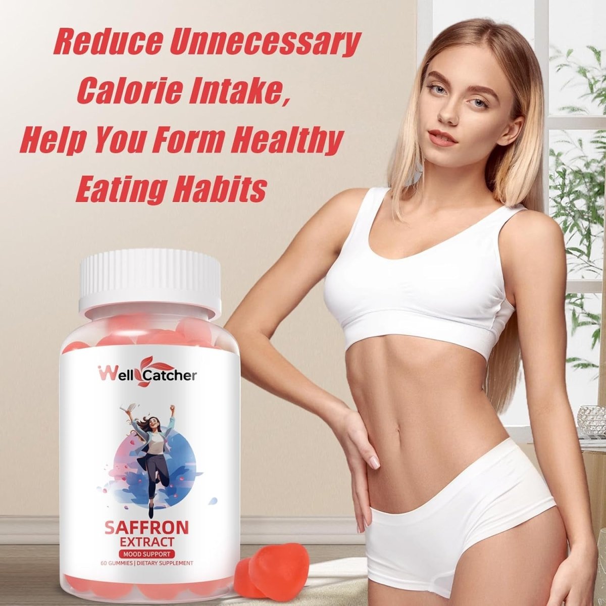 Saffron Gummies for Adults Kids - Organic Saffron Extract Supplement for Men & Women 30 Days Supply - Suppviv