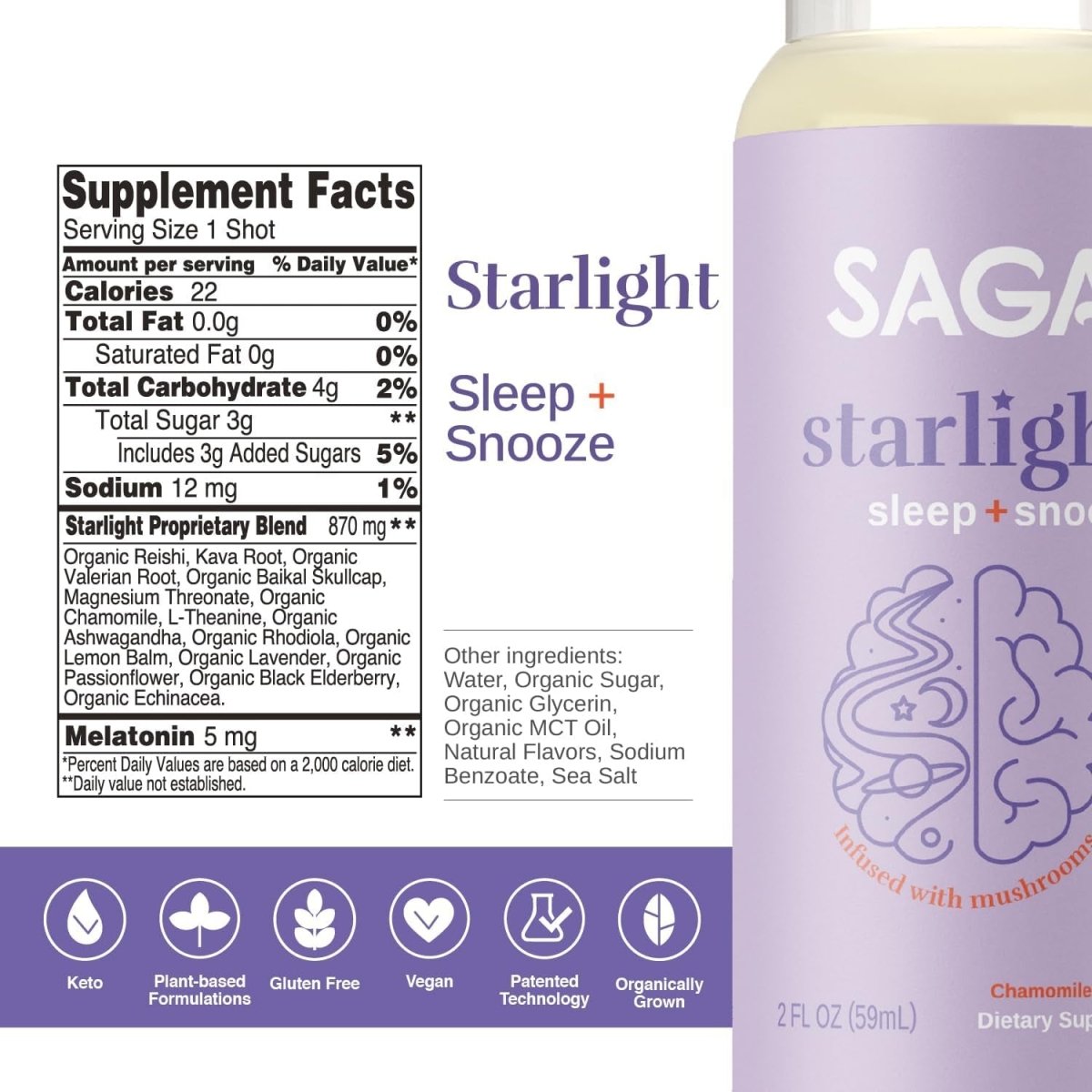 SAGA Organic Sleep Shots | Reduce Fatigue & Calm Nervous System - Suppviv