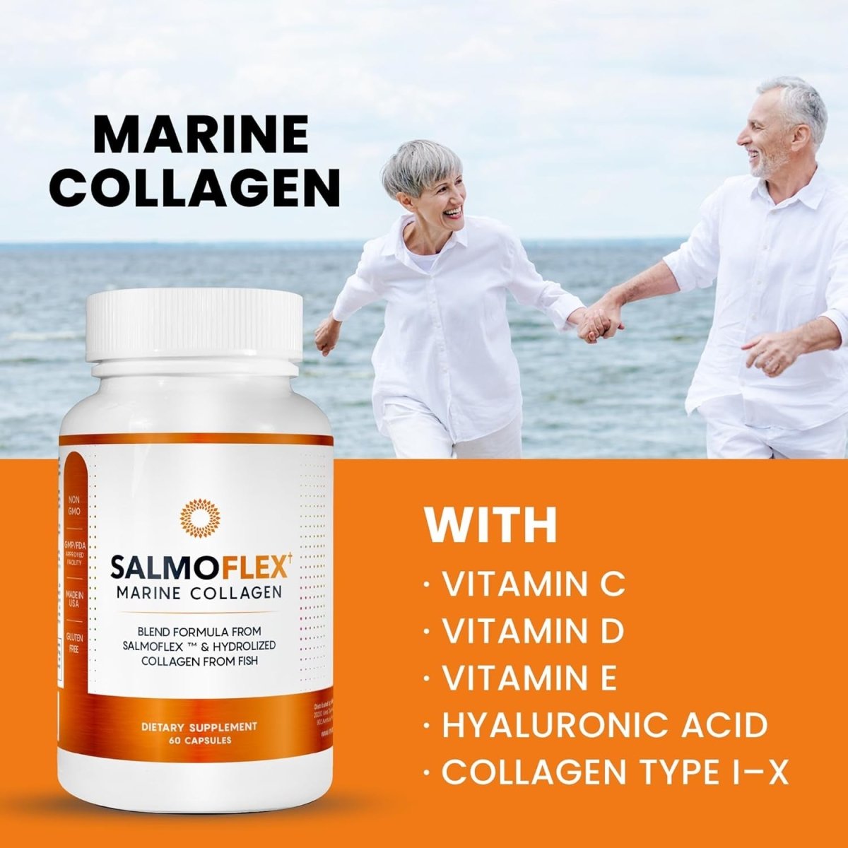 Salmoflex Marine Collagen Peptides Pills for Women & Men 60 Capsules - Suppviv