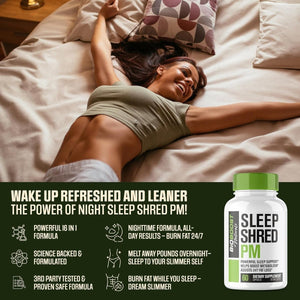 Sleep Shred PM | Night Time Fat Burner Weight Loss Pills + Appetite Suppressant 60 Capsules - Suppviv