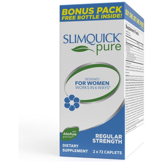 Slimquick Pure 3X Regular Strength Pills for Women to Help Achieve Weight Goals, 2X72 Capsules - Suppviv