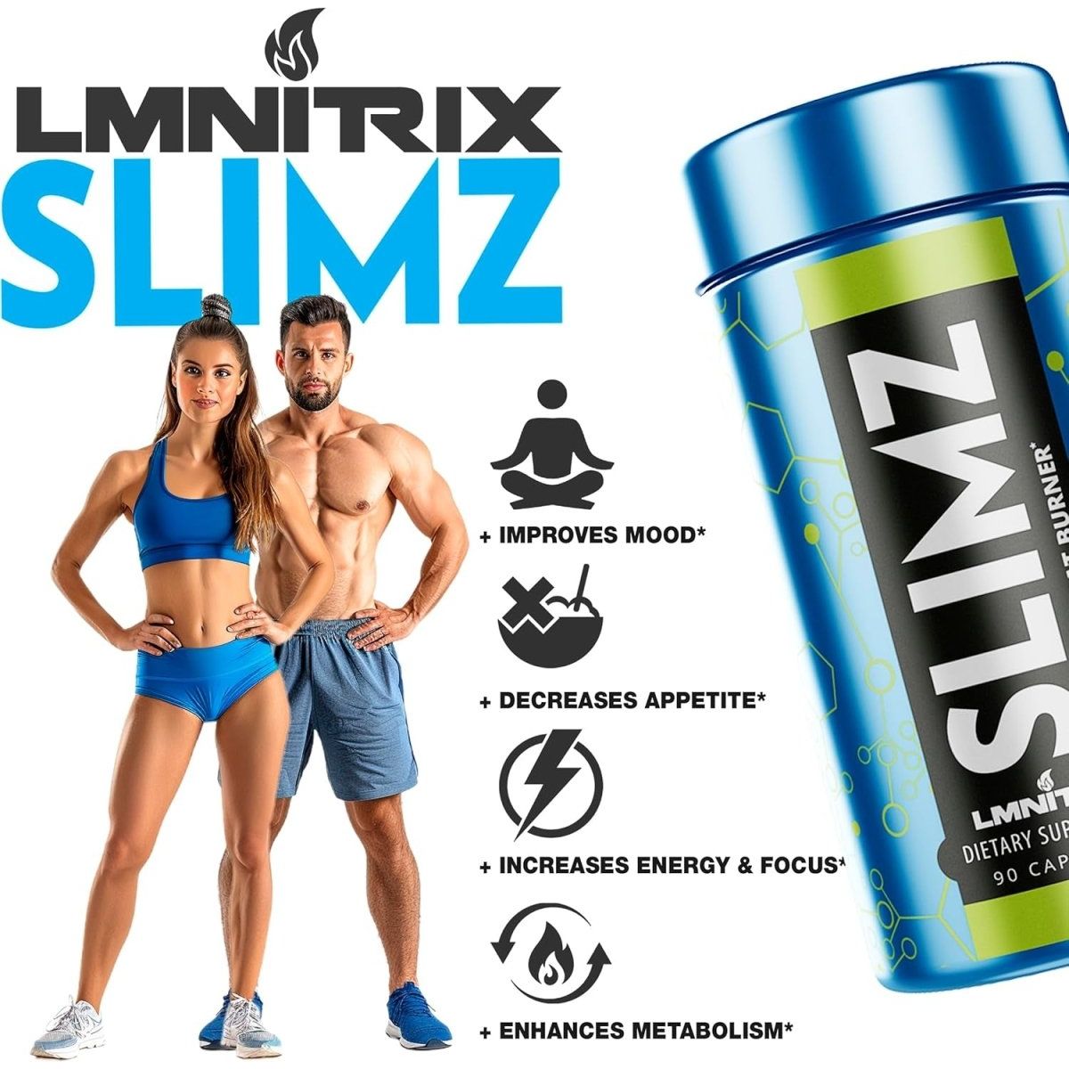 SLIMZ Fat Burner & Mood Enhancer - Diet Pills That Work - Weight Loss Supplement 90 Capsules - Suppviv