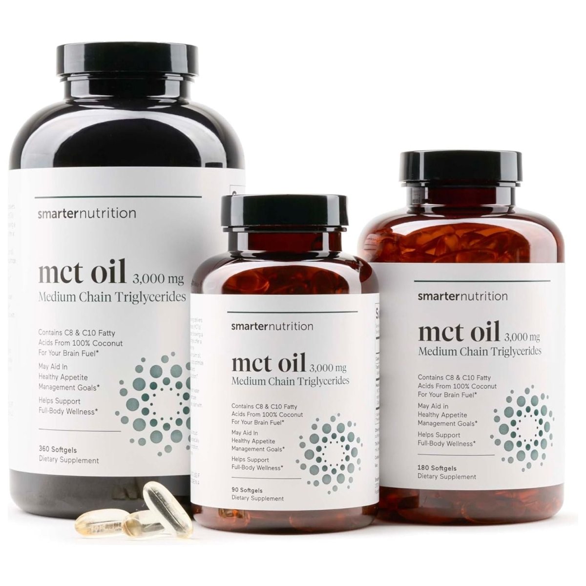 Smarter Nutrition MCT Oil Capsules C8 and C10 - Ketogenic Fuel for Brain & Body, Sustained Energy 90 Count - Suppviv