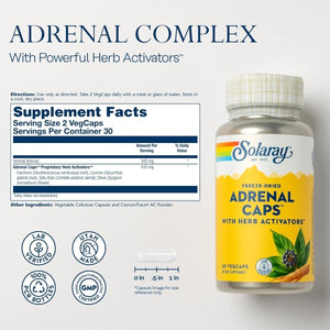 SOLARAY Adrenal Caps - Wellness Support Adrenal Cocktail - 30 Servings - Suppviv