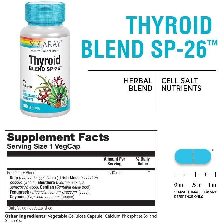 Solaray Thyroid Blend SP - 26 To Help Support Healthy Thyroid Function 100 Capsules - Suppviv