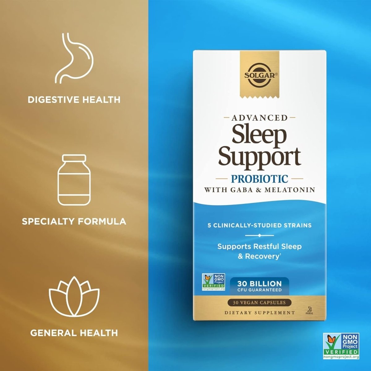 Solgar Advanced Sleep Support Probiotic with GABA & Melatonin 30 Capsules - Suppviv