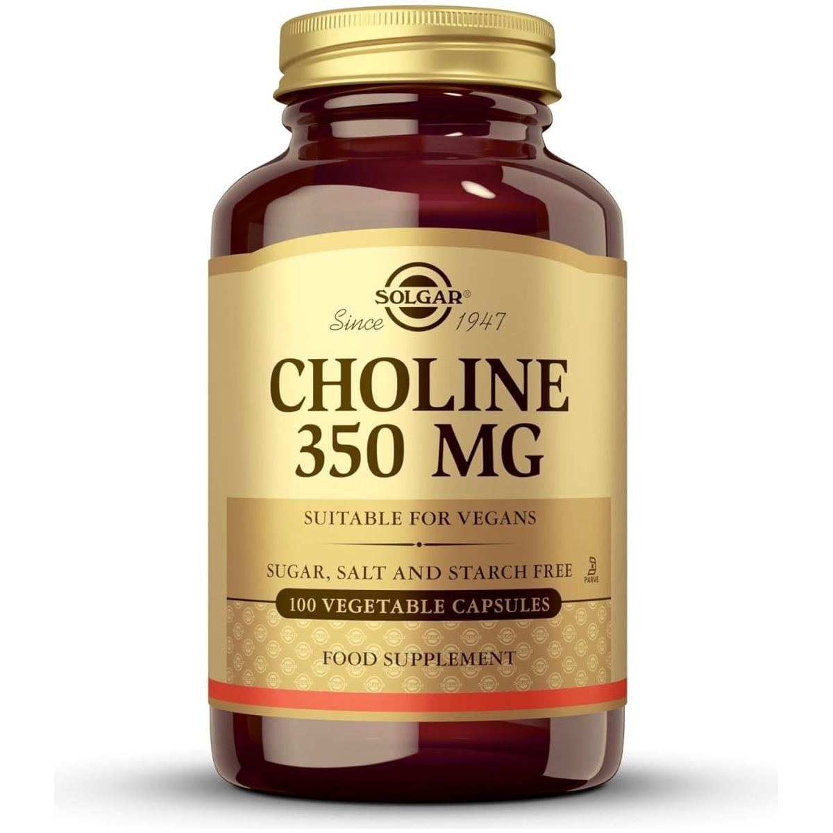 Solgar Choline 350 Mg, 100 Vegetable Capsules - Supports Healthy Brain & Cellular Function - Suppviv