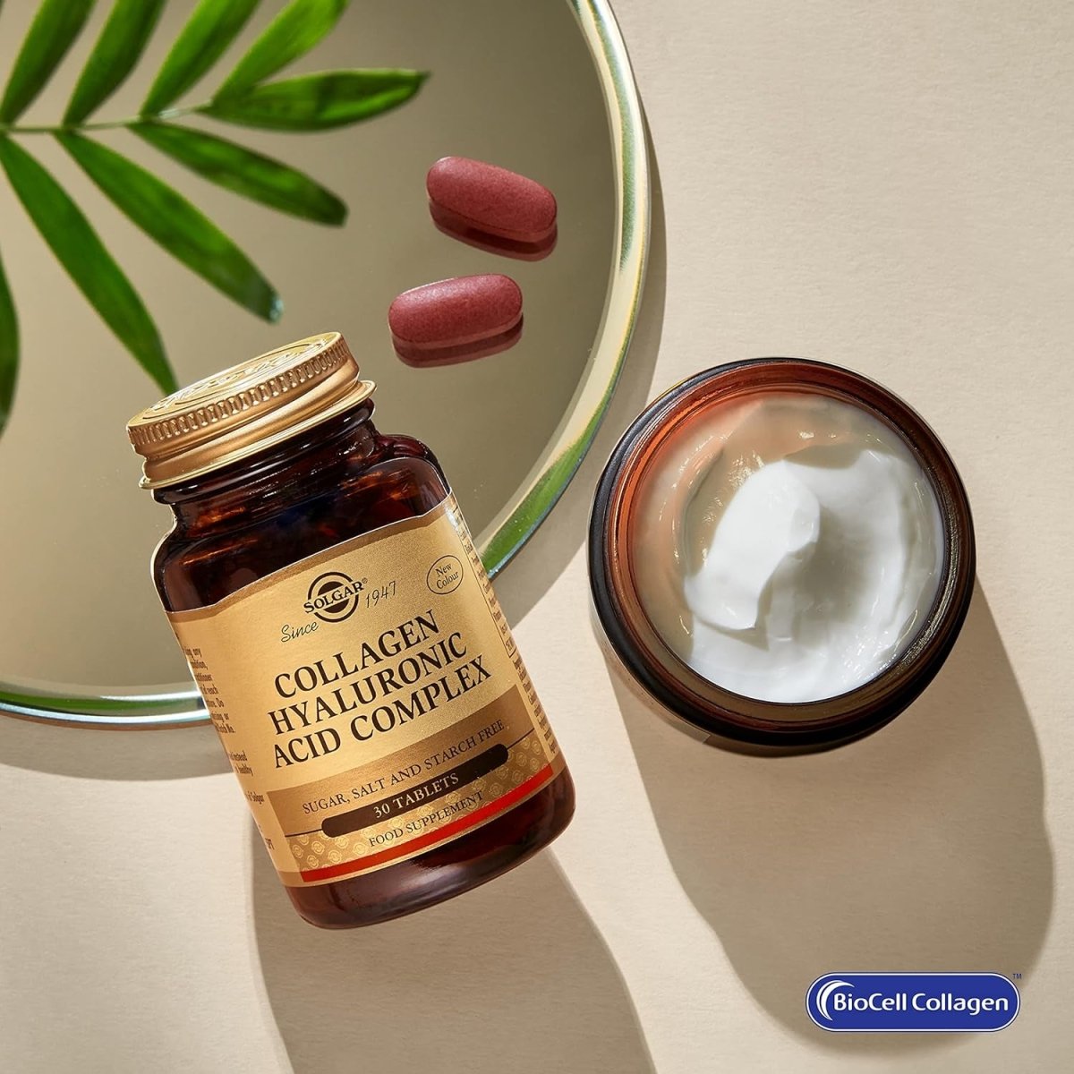 Solgar Collagen Hyaluronic Acid Complex, 30 Tablets - Hydrolyzed Collagen Type 2 - Helps with Fine Lines & Wrinkles - Suppviv