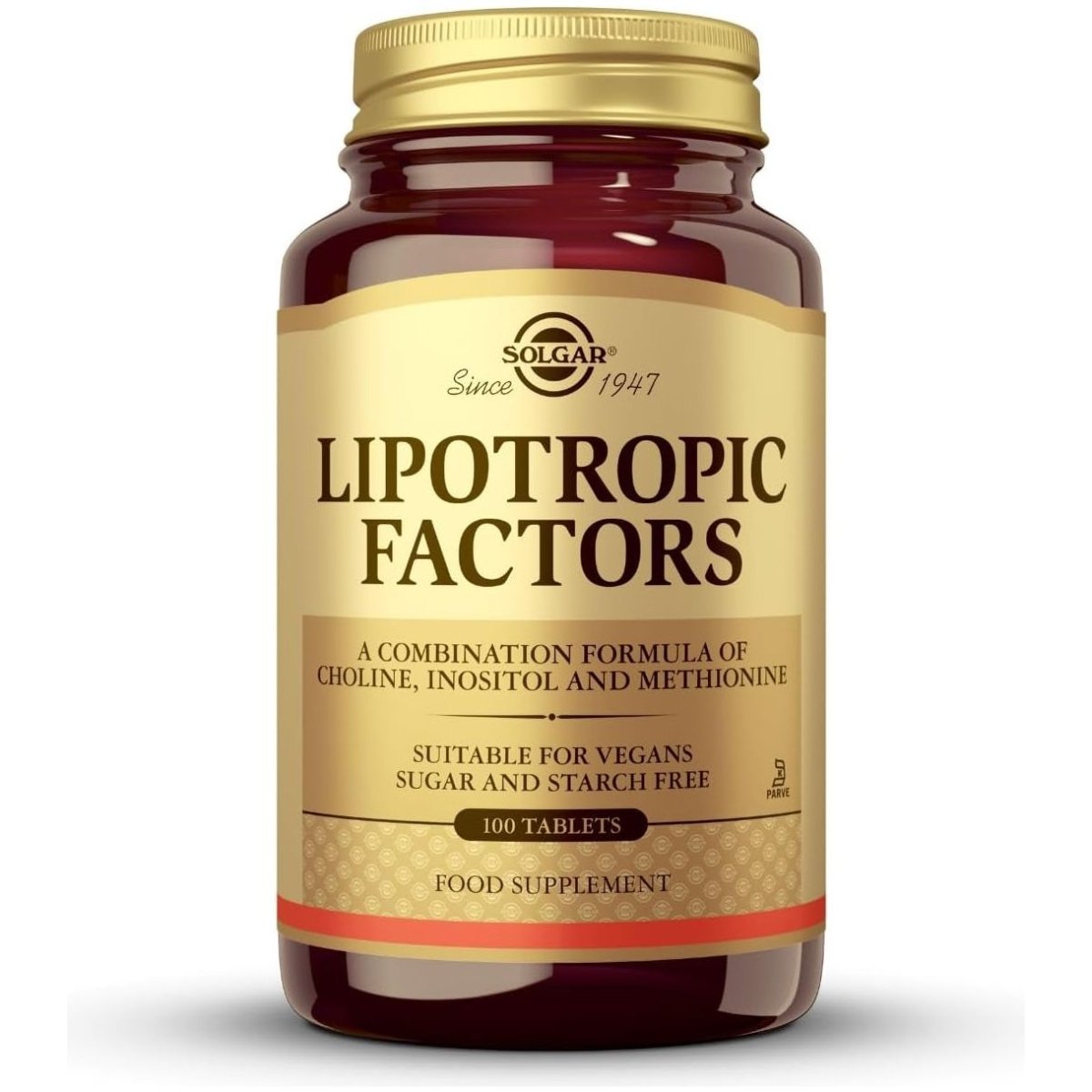 Solgar Lipotropic Factors, 100 Tablets - Liver Support - Vegan, Gluten Free, Dairy Free, Kosher - 33 Servings - Suppviv