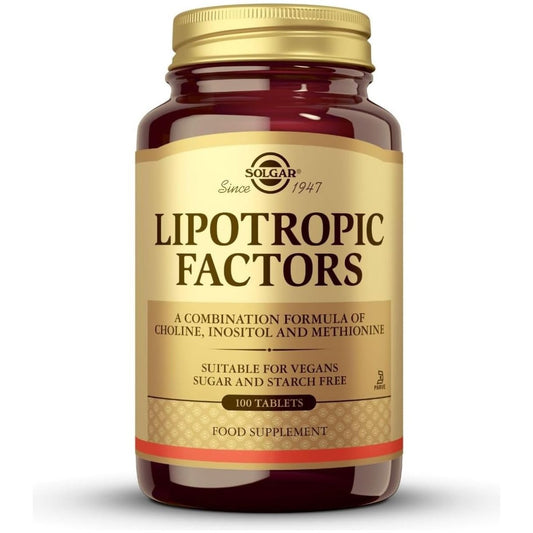 Solgar Lipotropic Factors, 100 Tablets - Liver Support - Vegan, Gluten Free, Dairy Free, Kosher - 33 Servings - Suppviv