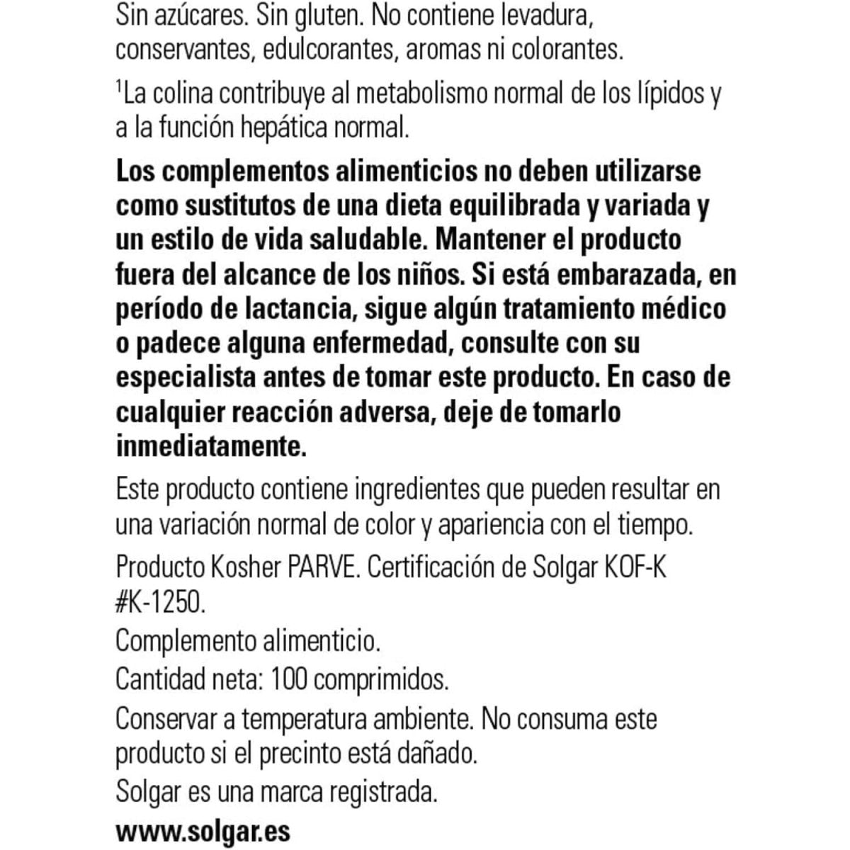 Solgar Lipotropic Factors, 100 Tablets - Liver Support - Vegan, Gluten Free, Dairy Free, Kosher - 33 Servings - Suppviv