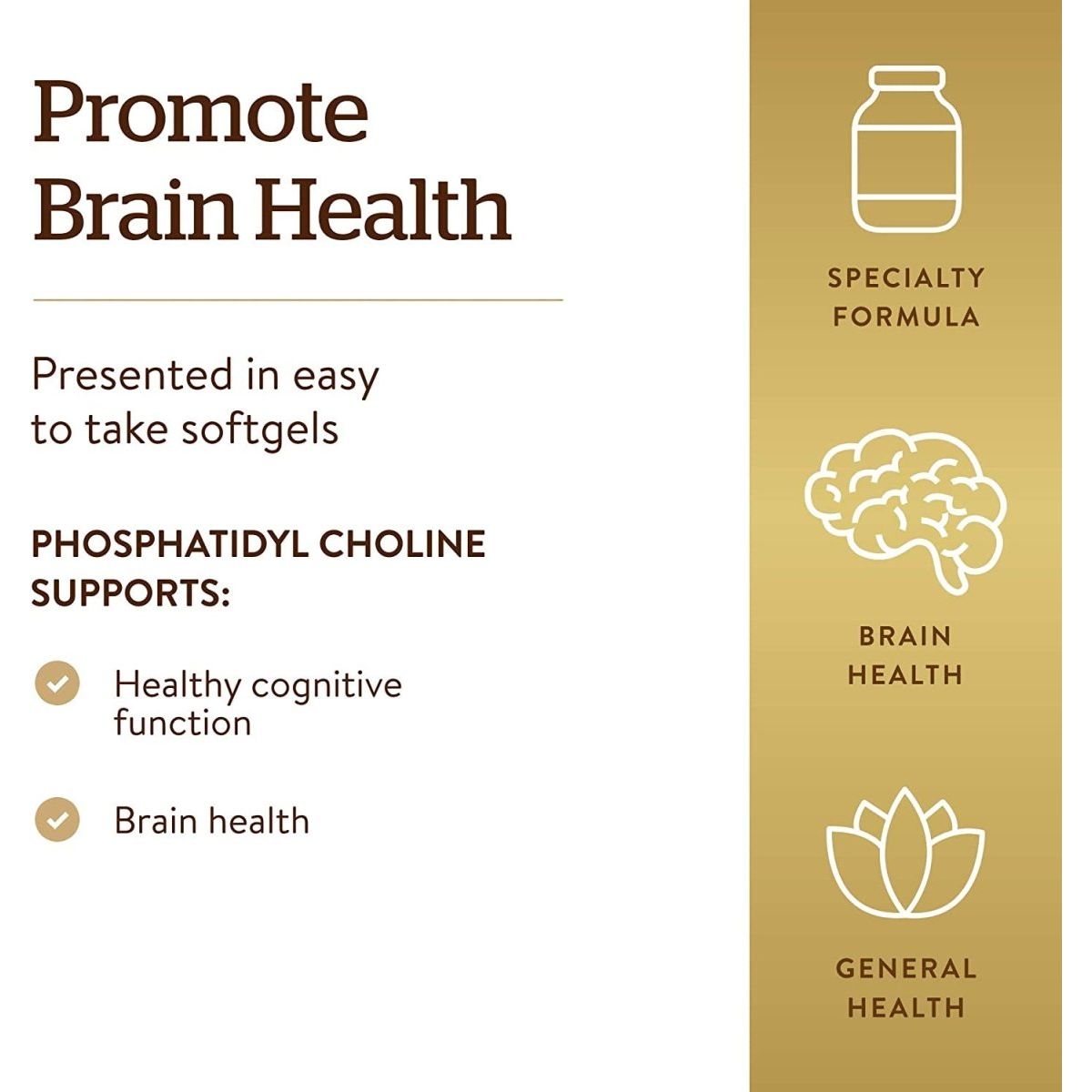 Solgar Phosphatidylcholine, 100 Softgels - Promote Healthy Cognitive Function - 50 Servings - Suppviv