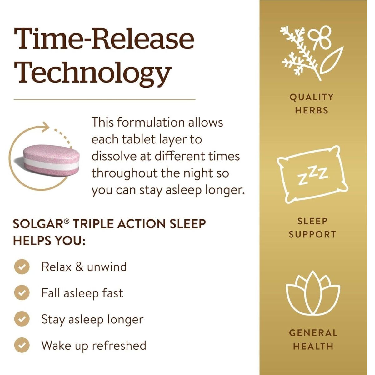 Solgar Triple Action Sleep - 90 Tri - Layer Tablets 90 Servings - Suppviv